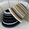 All-match Fashion Sunscreen Breathable 100% Polyester Bucket Hat Spring Summer New Hollow Fisherman's Knitted Color Matching Hat