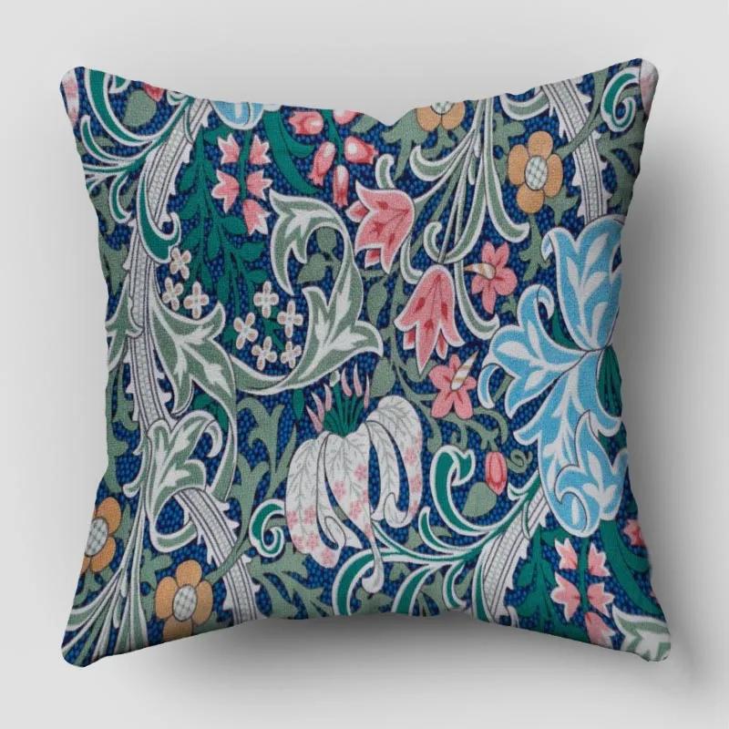 William Morris Pillow Cover Bedroom Home Office Decorative Pillowcase Square Zipper Pillow Cases Satin Fabric Eco-Friendly
