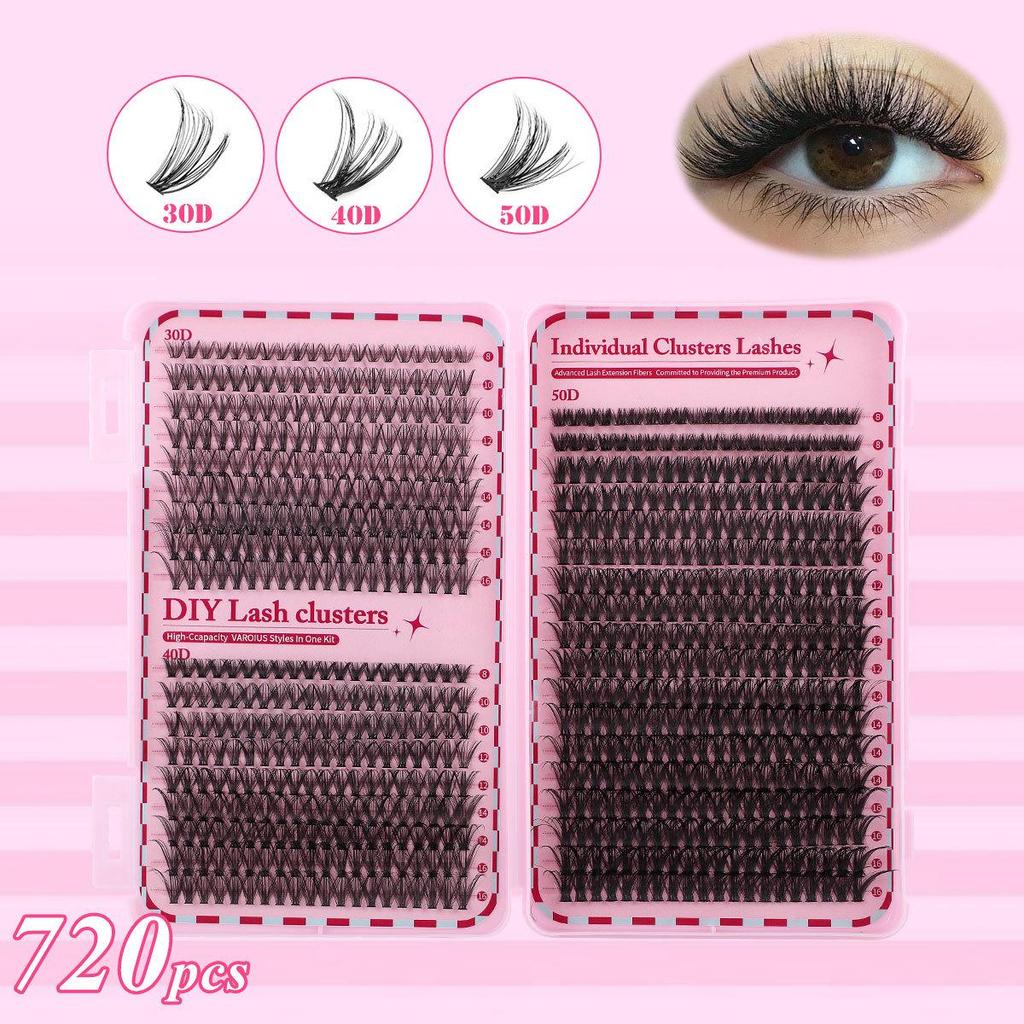 640 Cluster Einzelne Falsche Wimpern - DIY Segmente mit Buchkleber-Typ