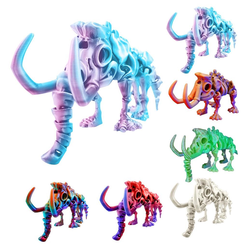 3D Printed Mammoths Figures Toys Model Multi-Jointed Movable Ornament Realistic Animals Decorative Desktop Creative Novelty Toys