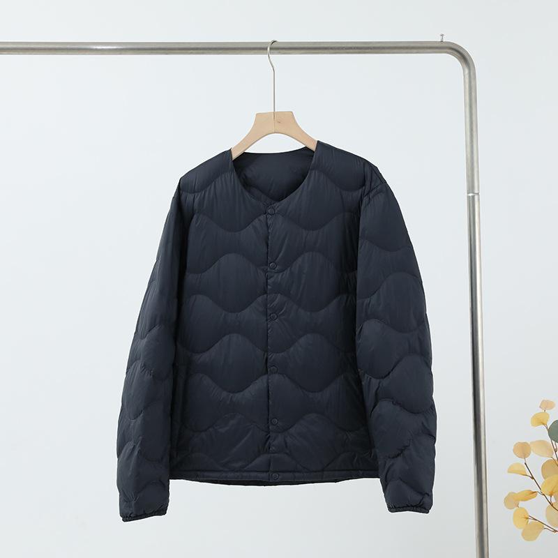 

New Light and Thin Down Liner Winter Men s Collar Thin Portable Loose and Versatile Warm White Duck Down Long-sleeved Jacket 3XL темно-синього кольору