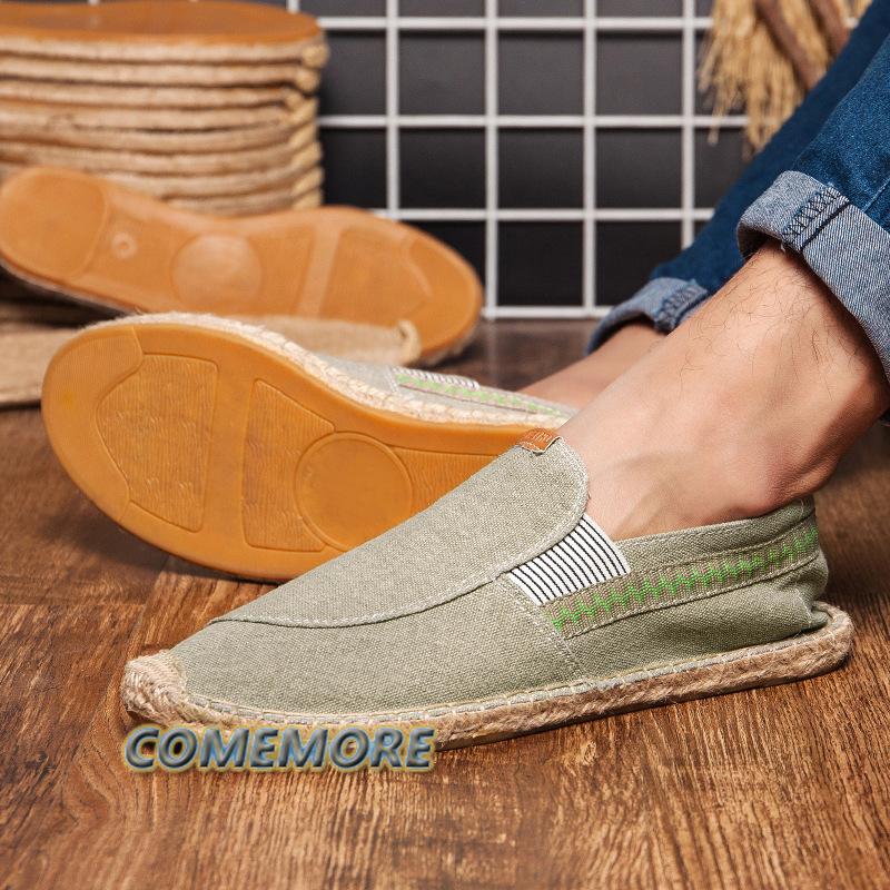 Summer Shoes for Man Handmade Canvas Flat Vintage Casual Spring and Autumn Couple Breathable Loafer Footwear 2024 New Large Size