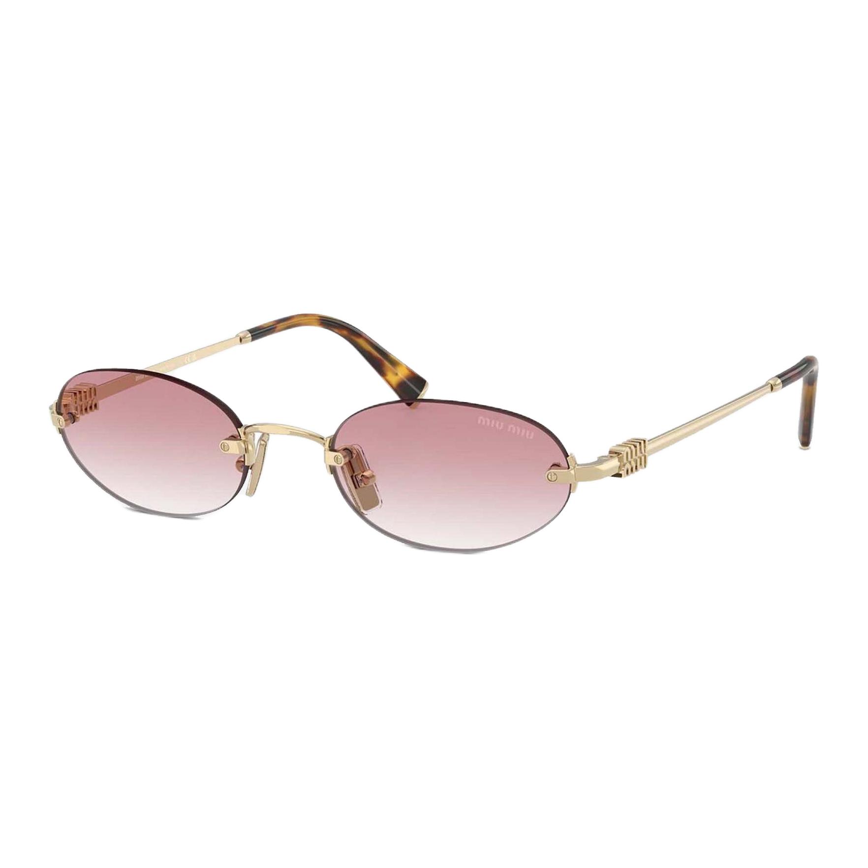 

Miu Miu Solid Design Oval Sunglasses Women sunglasses Gold 0MUZVN70OA54S Eyeglass Case/Pouch+Box