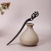 Vintage Ebony Wood Hairpin: Auspicious Clouds Design for Elegant Updos