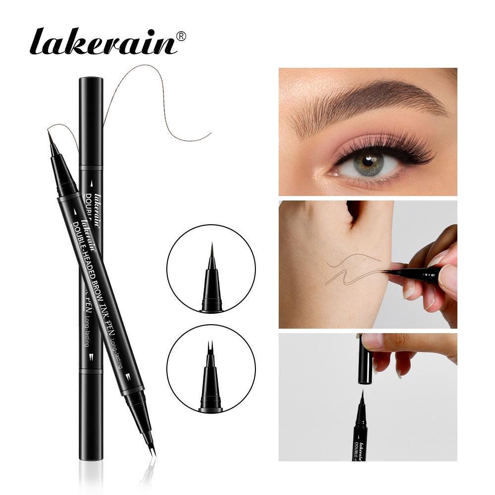 2 In 1 Eyebrow Pencil Waterproof Eye Brow Pencil Perfect Eyebrows Waterproof Makeup Brushes Eyeliner For Set Pen Brown