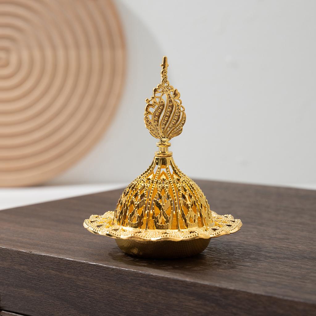 Eid Mubarak Mini Crown Retro Copper Hollow Out Incense Stick Burner Holder Golden Burner Catcher Home Decoration Sandal