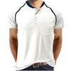 Summer men's Henley shirt colour blocking body shirt men fashion men's short-sleeved men's t-shirt tops