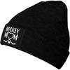 Winter Knit Hat Cap for Unisex Women, Hockey Mom Heart Daily Beanie Hat Unisex Warm Cuff Ski Skull Caps Black