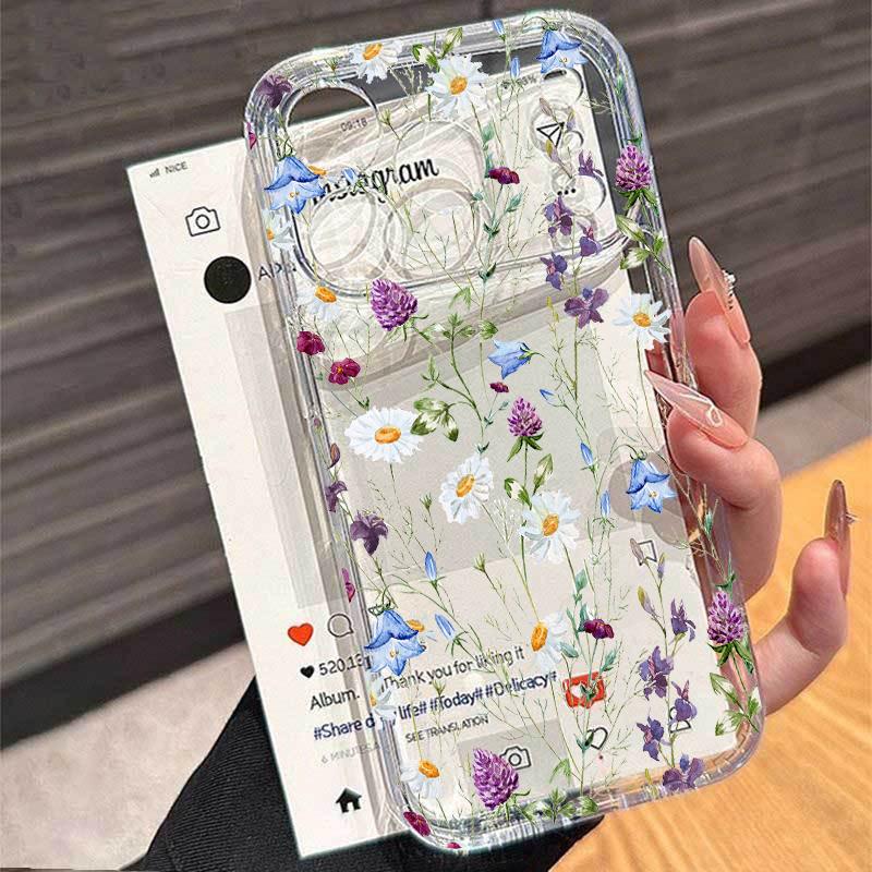 Clear Phone Case Flower Casing For Samsung Galaxy Note 20 S23 S21 Ultra S22 S20 FE Plus A14 A34 A35 A52 A05 A05S A53 A04 A04E