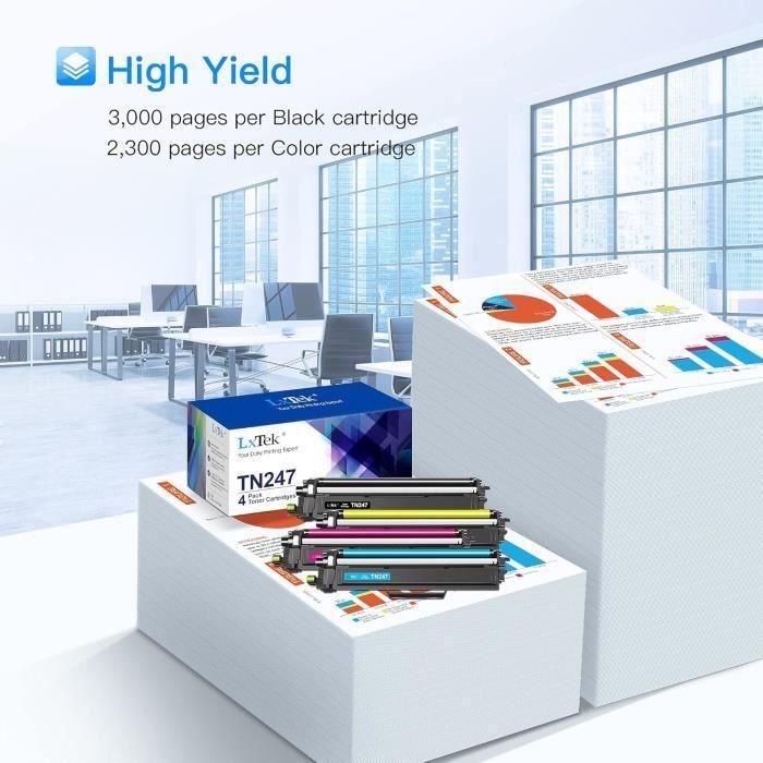 Pack de Cartouches Toner - LXTEK - TN247 TN243 - Compatible Brother - 4 Couleurs - Rendement Élevé