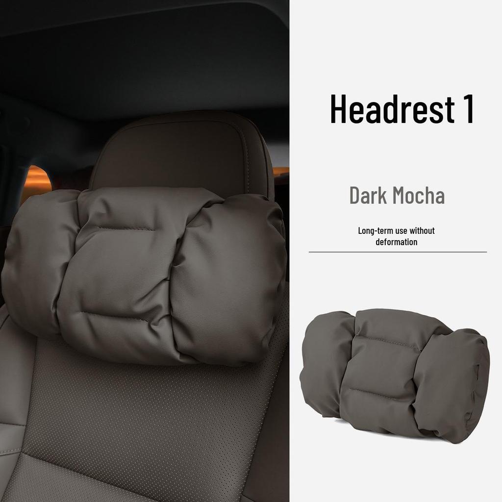 Neues Luxus Auto Kopfstützen- & Lendenwirbelstützkissen - Fleckenresistentes Leder, Fortschrittliche Nackenstütze & Baumwollpolster