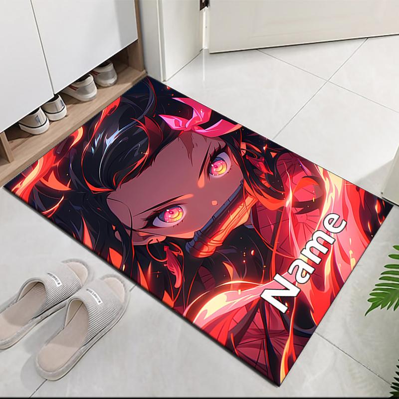 Custom Name Demon Slayer Printed Carpet, for Office Chair Living Room Bedroom Kitchen Room Decor Gifts.