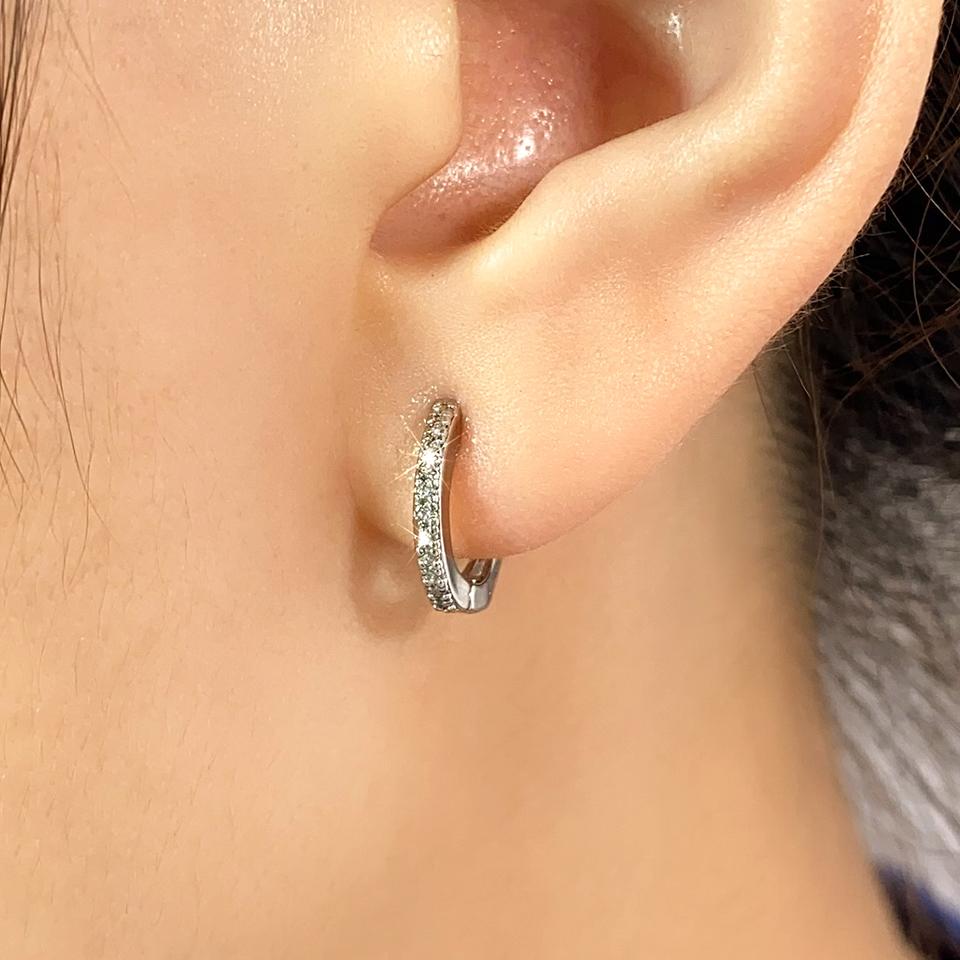 ZAKOL 6 Pcs Shiny Zircon Chunky Circle Hoop Earrings for Women Girls Fashion White Gold Color Helix Tragus Piercing Zircon