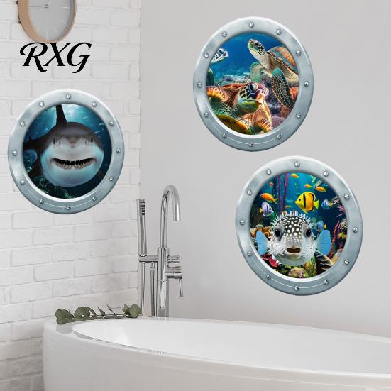 Self Adhesive Tropical Fish Decals 3Pcs Underwater World Wall Sticker, Ocean Animals Decals, Peel And Stick Vinyl Creative Bathtub Side Stickers
