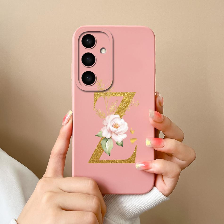 For Samsung Galaxy S25 Plus FE Case For Samsung S25 Ultra Rose Letter Back Cover Soft Liquid Silicone Anti Drop Phone Protectors