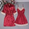 Summer New Products New Sexy Pajamas Sexy Imitation Ice Silk Suspender Nightgown Nightgown Sexy Nightgown Set
