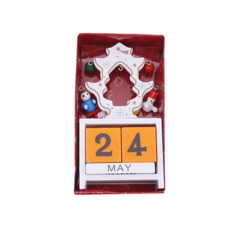Creative Wood Desktop Calendar Ornament Perpetual Calendar Blocks Present for Christmas Decor