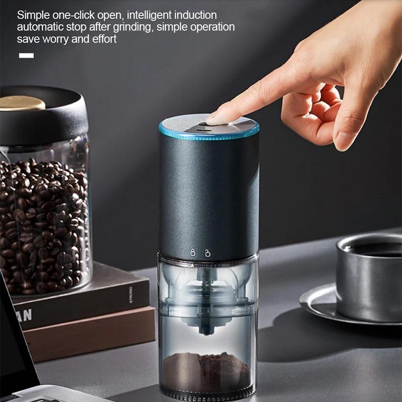 מטחנת קפה חשמלית ניידת נטענת USB אור LED נסיעות בית מטבח מטחנת פולי קפה לאספרסו/דריפ/קולד ברו
