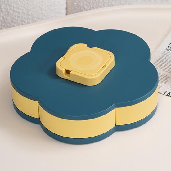 Single/Double Layer Rotating Snack Box with Lid 10 Compartment Divided Serving Tray Party Appetizers Smooth Swivel Lazy Susan Organizer