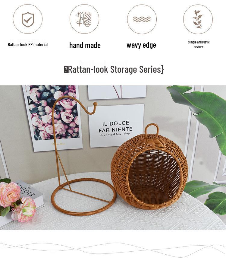 Handgeflochtener Hängekorb im Rattan-Stil für Obst & Snacks