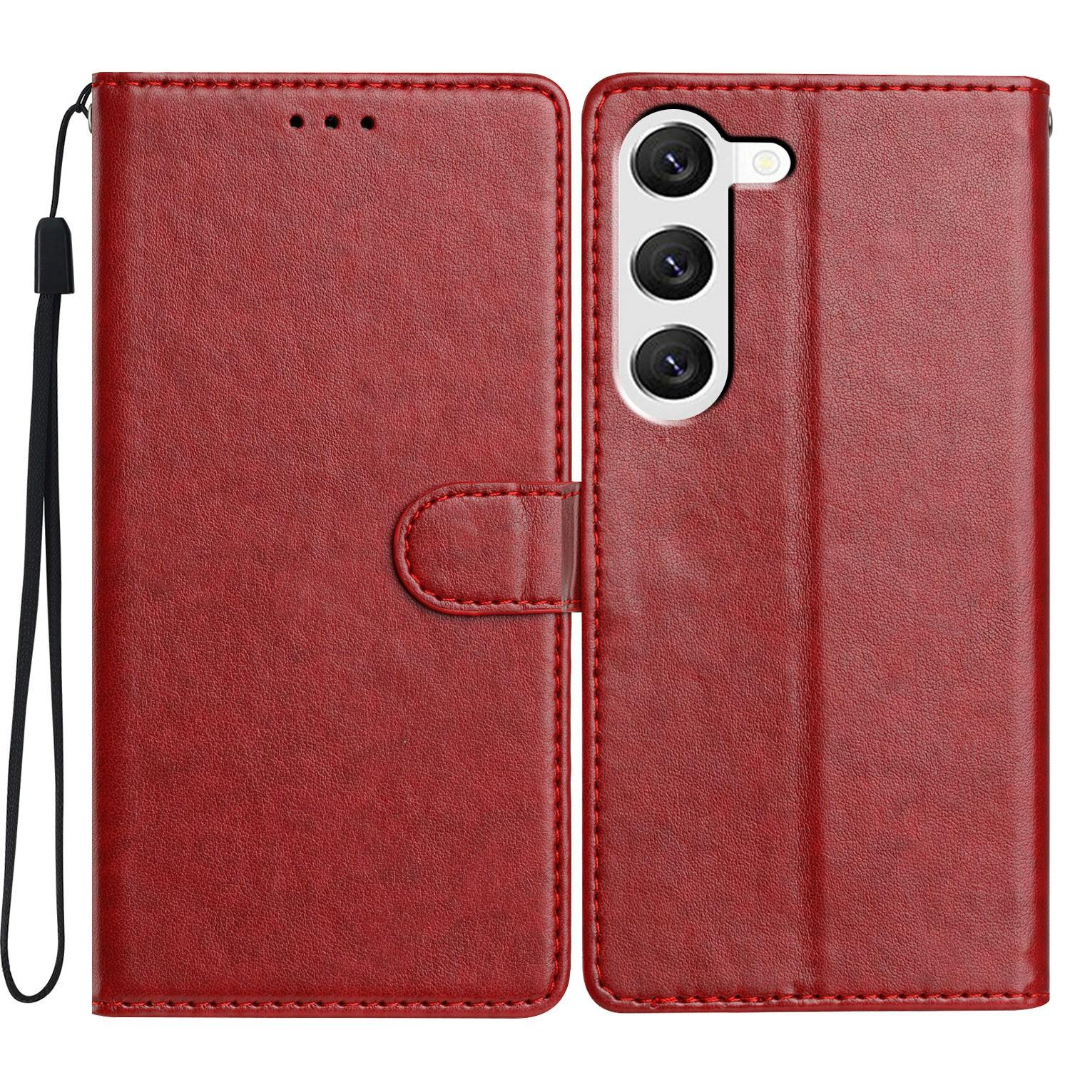 Кожаный чехол-кошелек с подставкой и ремешком для Samsung Galaxy S23 A