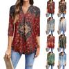 Damen Mode Lässiges Dreiviertelarm T-Shirt Bedrucktes V-Ausschnitt Top