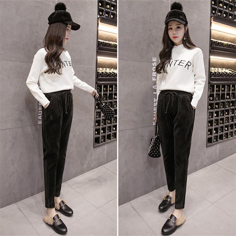 2022 Winter simple leisure Warm Sweatpants High Waist Casual Velvet Pants Women WomenPants Thick Fleece high street Trousers