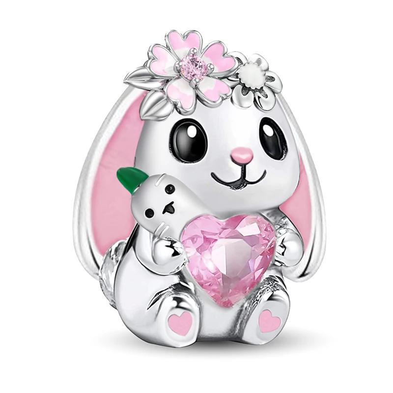 copper Animal Dumbbell Cute Pink Dog Charm Bead Charms Bead Charms Compatible With Diy Bracelets Bangle Making Gift Of High Quality Jewellery