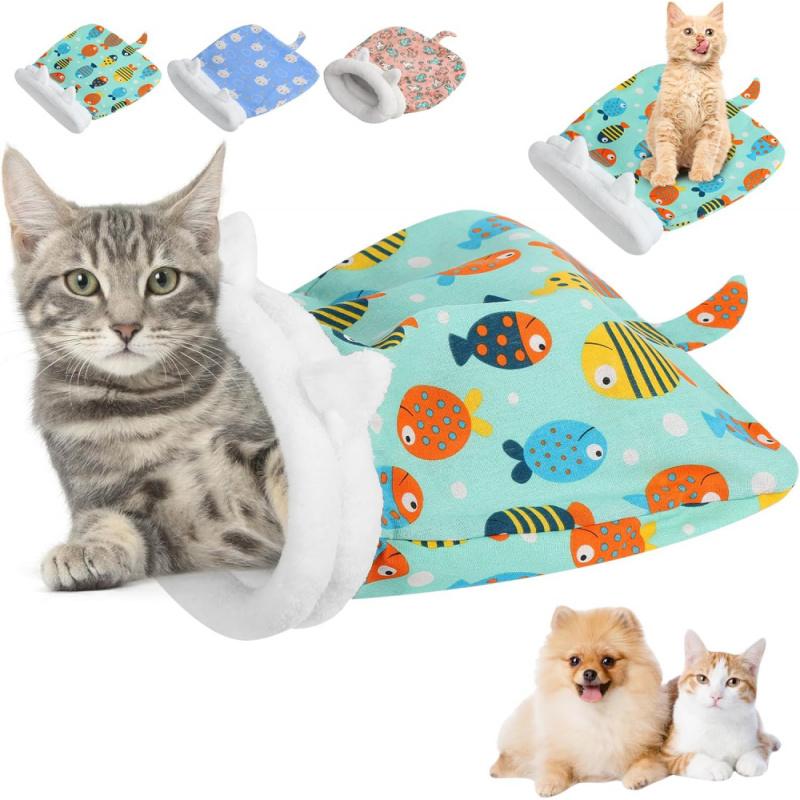 Cat Sleeping Bag Winter Warm Plush Pet Nest Bed Soft Fluffy Thickened Cave for Kittens Puppies Small Medium Dogs Cats