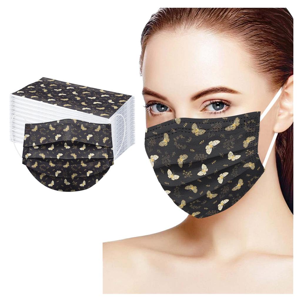 100PCS Adult Fashion Print Disposable Face Mask 3 Ply Earloop Anti-PM2.5 