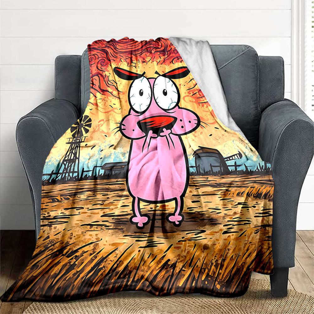 1pc Cartoon Pig Flannel Throw Blanket HD Printed Lightweight Soft Warm All Season Blanket for Sofa, Bed, Travel, Camping Machine Washable