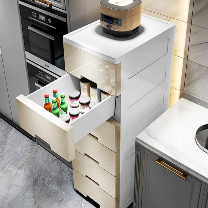 Narrow Gap Storage Cabinet, Compact Plastic Multi-Drawer Organizer with Multi-Layer Design, Space-Saving Shelf Rack for Bathroom