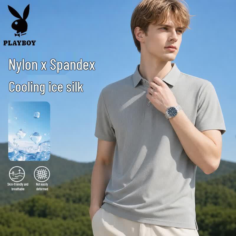 Playboy Men s Spring/Summer Cooling Quick-Dry Short-Sleeve Polo Shirt L 50