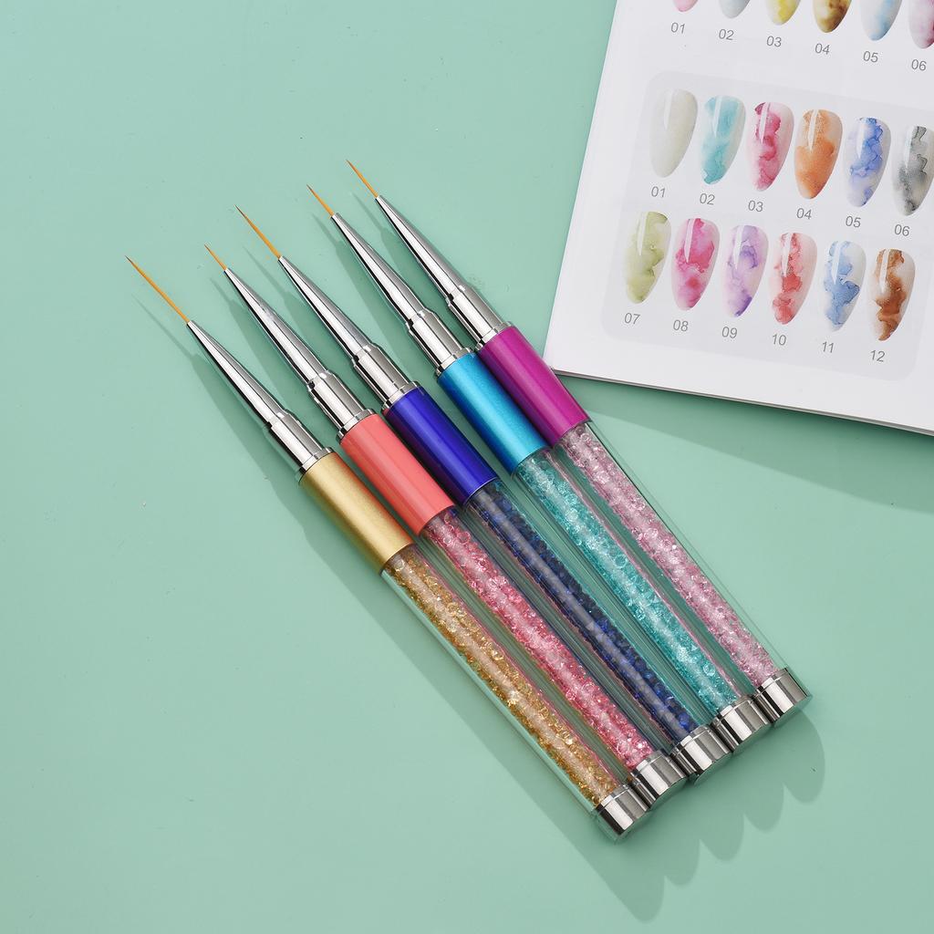 Nail Art Pen Brushes Nail Gel Polish Painting Drawing Line Stripe Flower Design 5Pcs 7/9/11/15/20mm