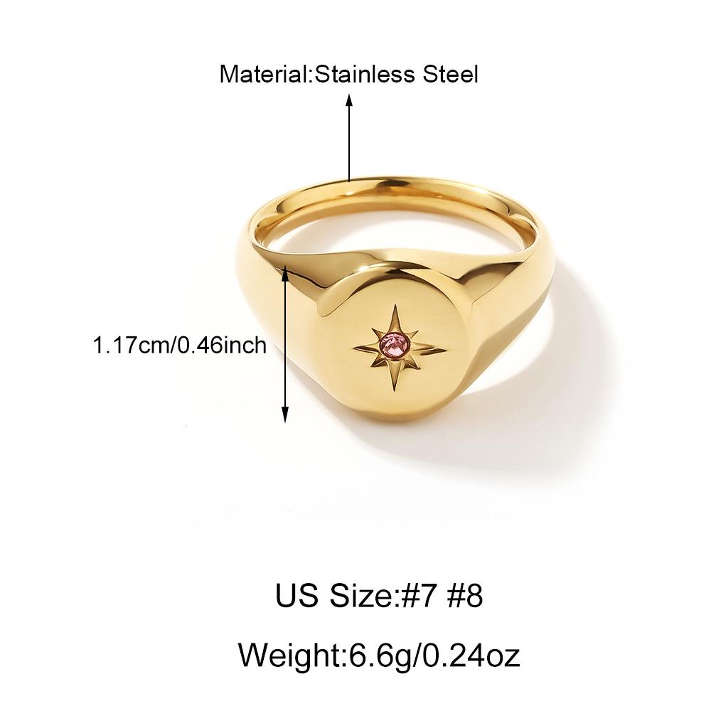 Trendiger Edelstahl-Achtzackstern-Ring für Damen mit Diamantakzenten