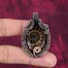 Ammonite Fossil Gemstone Pendant Copper Wire Wrapped Jewelry Handmade Pendant
