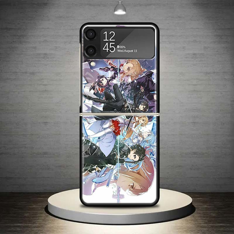 Anime Sword Art Online SAO Phone Case For Samsung Galaxy Z Flip 7 6 5 4 3 5G Shockproof Cover Z Flip7 Flip6 ZFlip5 Flip3 Flip4 L