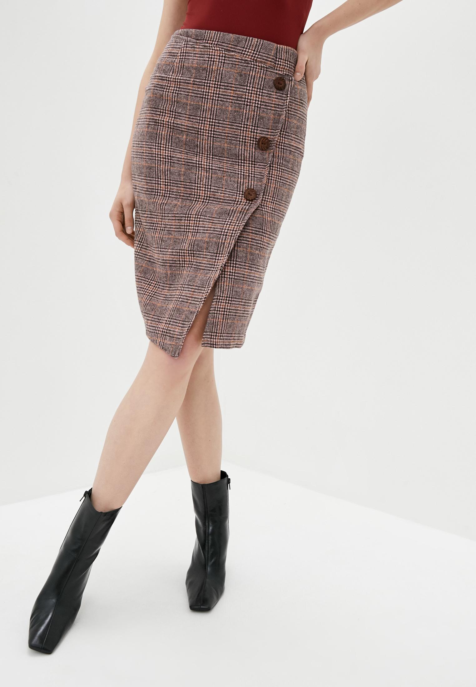 

Клітчаста вовняна спідниця з гудзиками ISSA Plus S рожевий