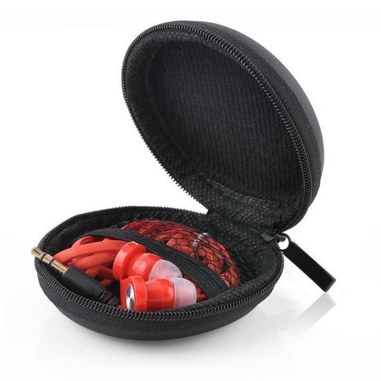 Mini Portable Round Earphone Cable USB Data Cord Storage Bag Zipper Pouch Case