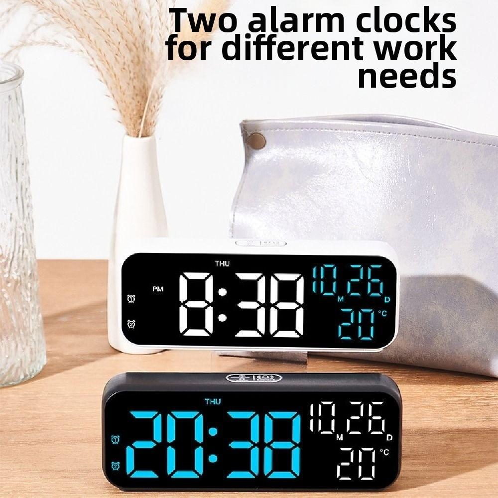 Brightness Adjustment Large Digital Clock Voice Control Alarm Clock  for Living Room