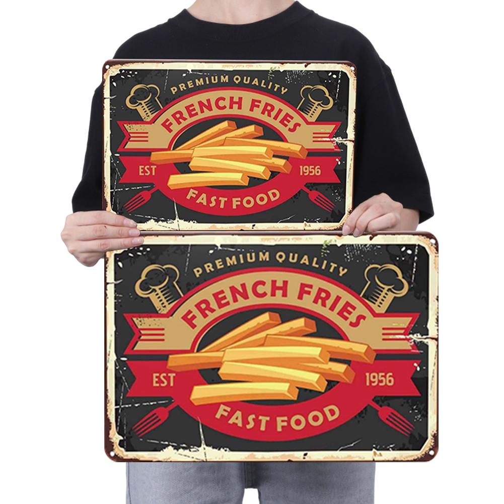 

Vintage Metal French Fries Fast Food Tin Sign Rectangular Iron Painting 30x20cm