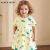 Summer Girls' Knitted Cotton Princess Dress - European & American Style, Short Sleeve, Cute Design