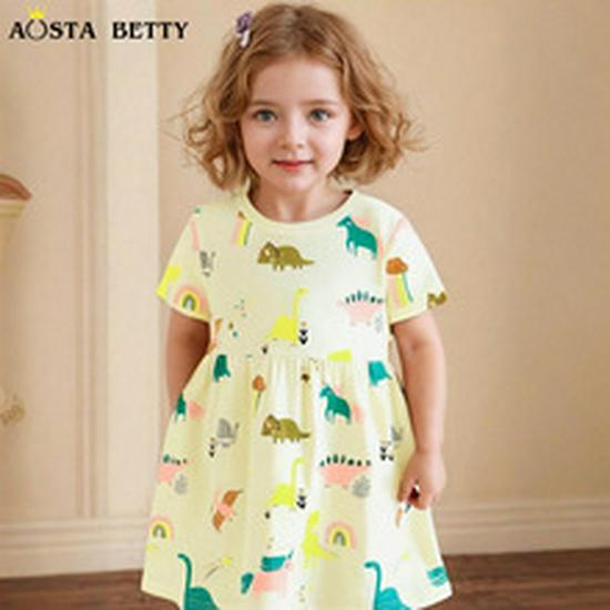 Summer Girls' Mesh Princess Dress - European & American Style with Cartoon Unicorn Embroidery