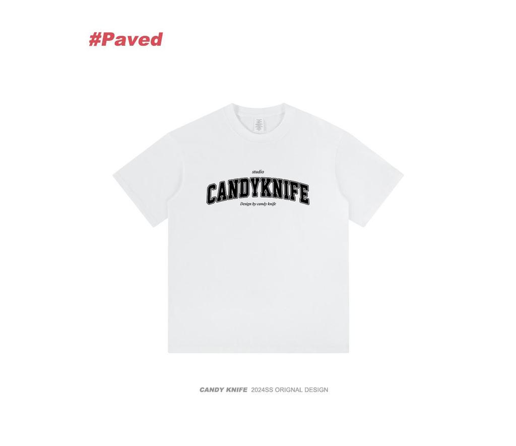 Niche Minimalist Retro Men's Cotton Letter Print T-Shirt - Summer Trendy Loose Fit