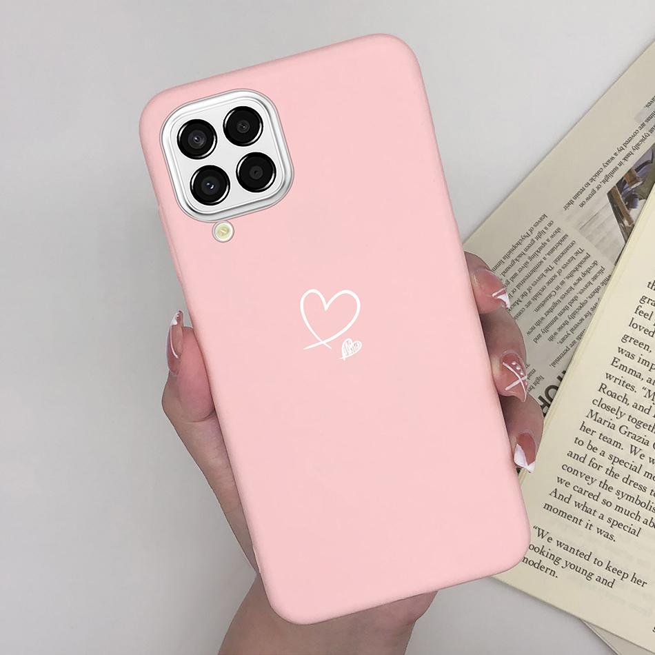 For Samsung Galaxy M33 5G Case Heart Cartoon Silicone Matte Shockproof Phone Cover For SamsungM33 GalaxyM33 M 33 Funda Shell TPU