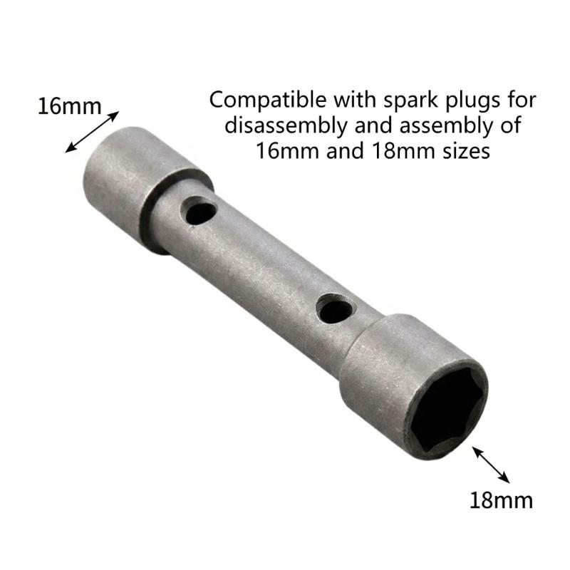 2Pcs 16Mm 18Mm Double Headed Steel Ignition Spark Socket Wrench Three Jaw Wrench for Car Maintenance Disassembly
