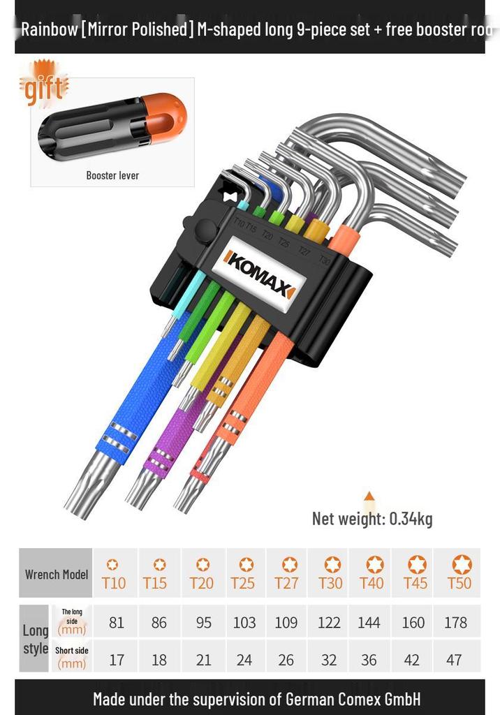 Rainbow Metric Hex Key Set - Comprehensive 6-Sided Screwdriver Tools