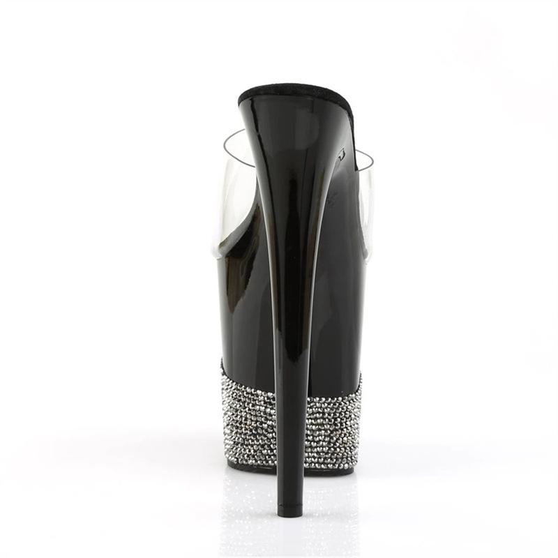 Sexy Transparent Platform Sandals | 20CM Crystal Clear Heels | Glitter Rhinestone Accents Metal Buckle | Stage Performance Shoes