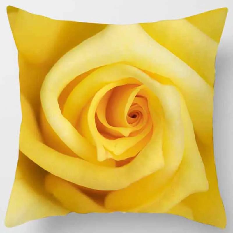 45x45cm Rose Series Pillowcase Yellow Pink Flowers  Sofa Office Seat Cushion Cover Room Aesthetic Home Decoration