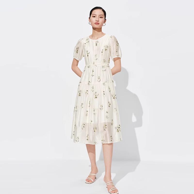 

Sweet Basil Women s Embroidered Mid-Length Dress S